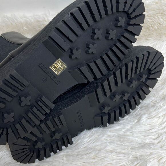 Good American Chelsea Black Leather Pull on Platform Boots New Size 12 - Picture 6 of 8